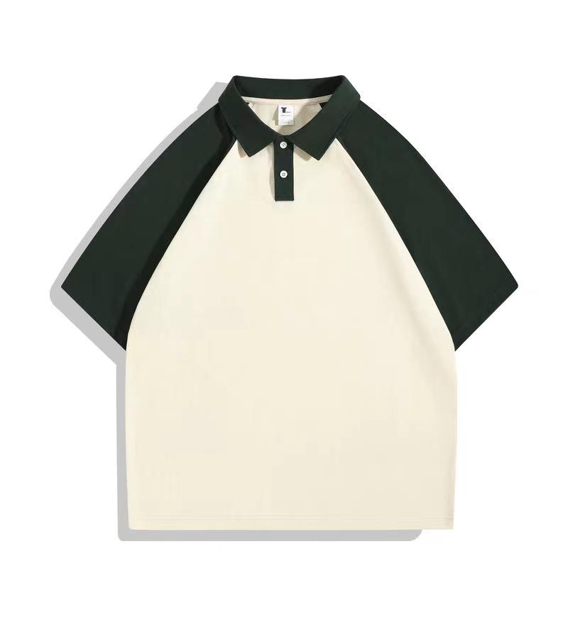 LY-P069重磅精赛纺新疆长绒棉拼色插肩翻领POLO